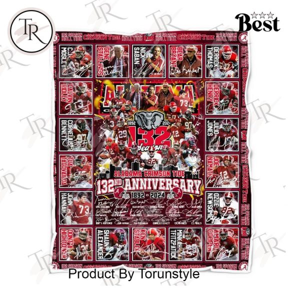 Alabama Crimson Tide Football 132th Anniversary 1892-2024 Fleece Blanket