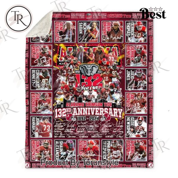 Alabama Crimson Tide Football 132th Anniversary 1892-2024 Fleece Blanket