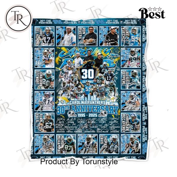 Carolina Panthers 30th Anniversary 1995-2025 Fleece Blanket