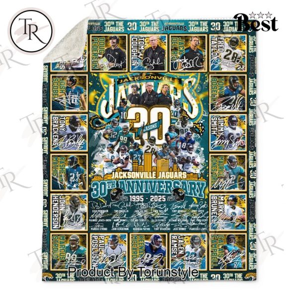 Jacksonville Jaguars 30th Anniversary 1995-2025 Fleece Blanket