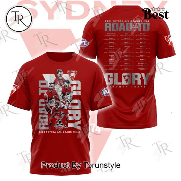 Sydney Swans 2024 AFL Grand Fianl Road To Glory T-Shirt