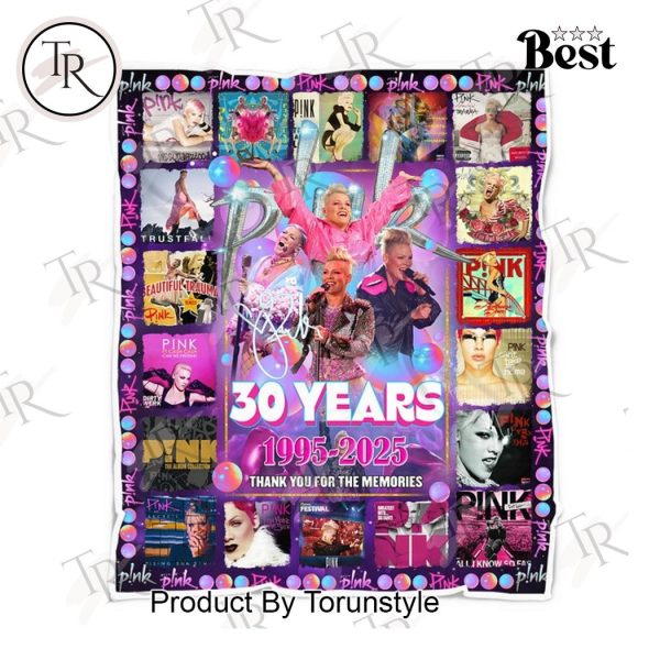 P!nk 30 Years 1995-2025 Thank You For The Memories Fleece Blanket