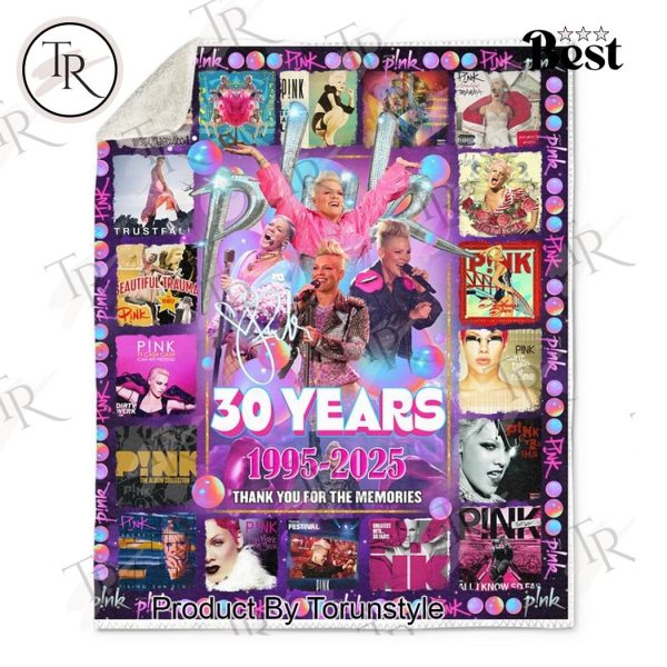 P!nk 30 Years 1995-2025 Thank You For The Memories Fleece Blanket