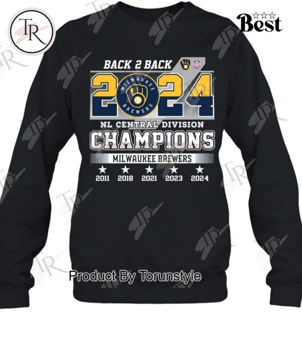 Milwaukee Brewers Back 2 Back 2024 NL Central Division Champions T-Shirt