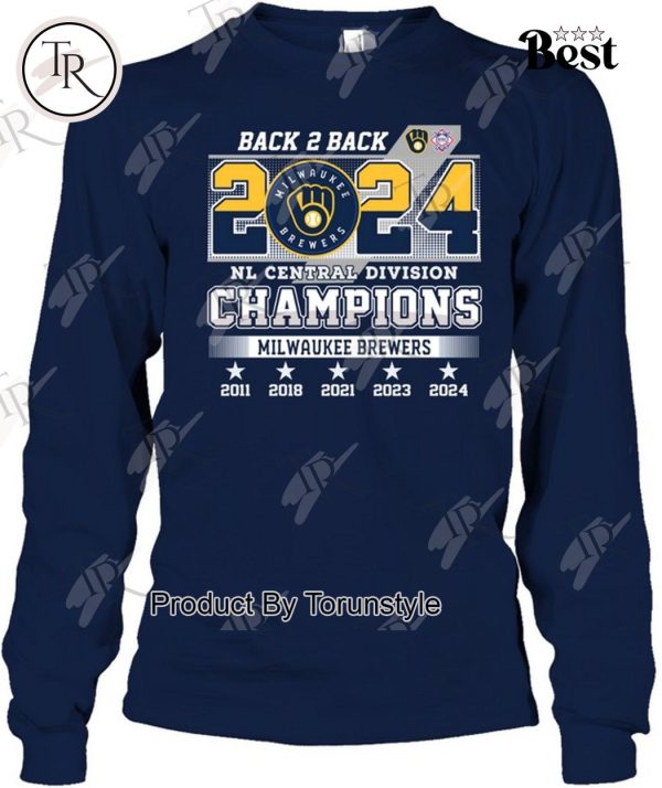 Milwaukee Brewers Back 2 Back 2024 NL Central Division Champions T-Shirt