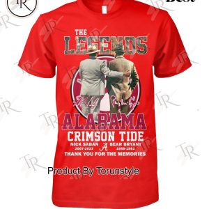 The Legends Alabama Crimson Tide Nick Saban & Bear Bryant Thank You For The Memories T-Shirt