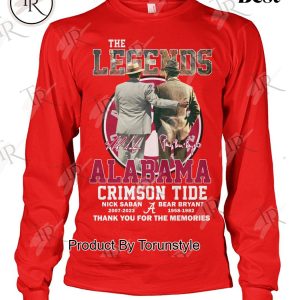 The Legends Alabama Crimson Tide Nick Saban & Bear Bryant Thank You For The Memories T-Shirt