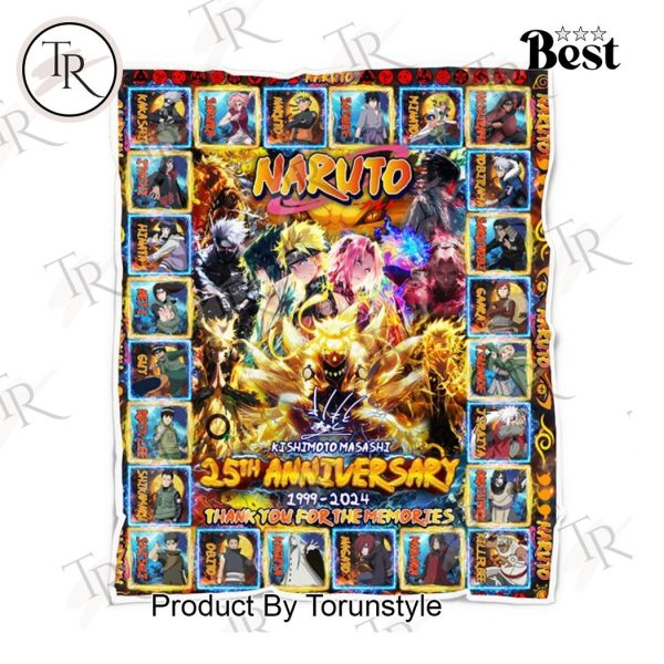 Naruto 25th Anniversary 1999-2024 Thank You For The Memories Fleece Blanket