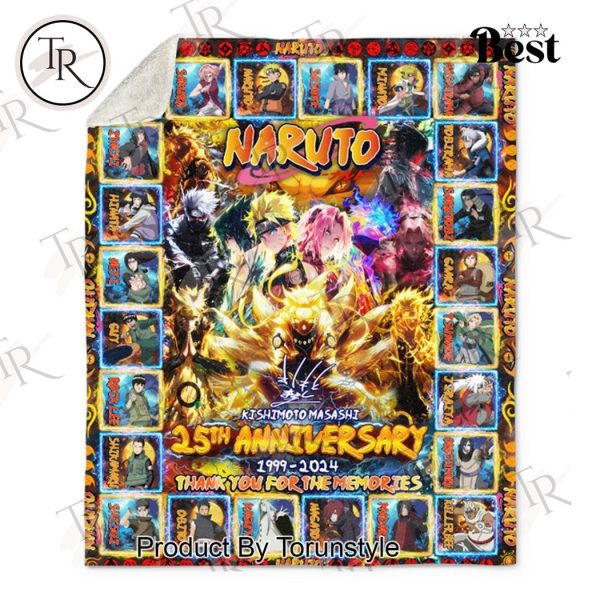 Naruto 25th Anniversary 1999-2024 Thank You For The Memories Fleece Blanket