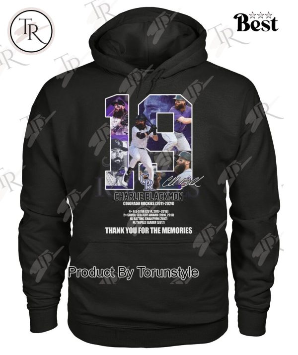 19 Charlie Blackmon Colorado Rockies 2011 – 2024 Thank You For The Memories T-Shirt