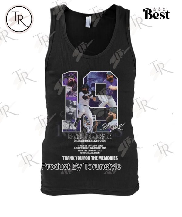 19 Charlie Blackmon Colorado Rockies 2011 – 2024 Thank You For The Memories T-Shirt