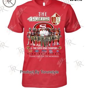 San Francisco 49ers 5-Time Super Bowl Champions Thank You For The Memories T-Shirt