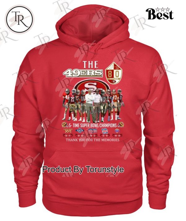 San Francisco 49ers 5-Time Super Bowl Champions Thank You For The Memories T-Shirt