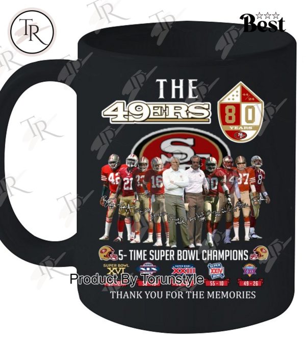 San Francisco 49ers 5-Time Super Bowl Champions Thank You For The Memories T-Shirt