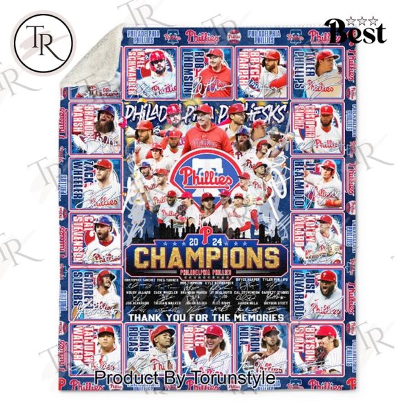 Philadelphia Phillies 2024 Champions Thank You For The Memories Fleece Blanket