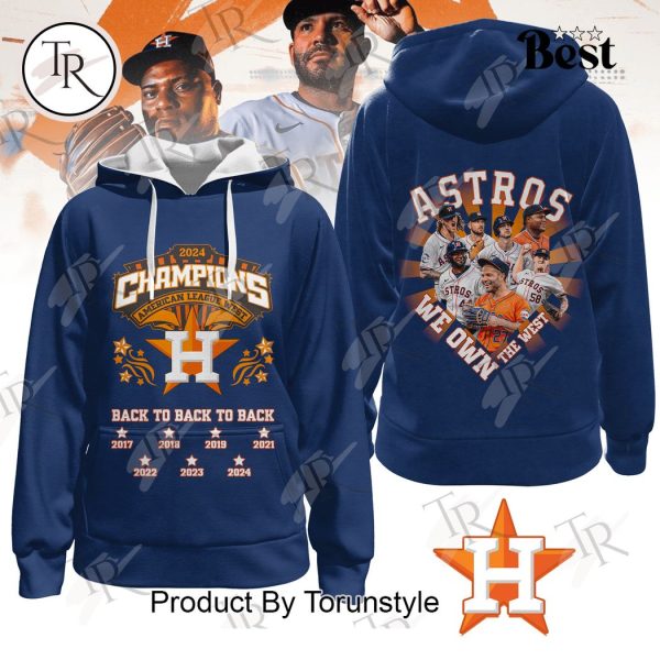 Houston Astros Back To Back To Back 2024 American League West Champions Hoodie