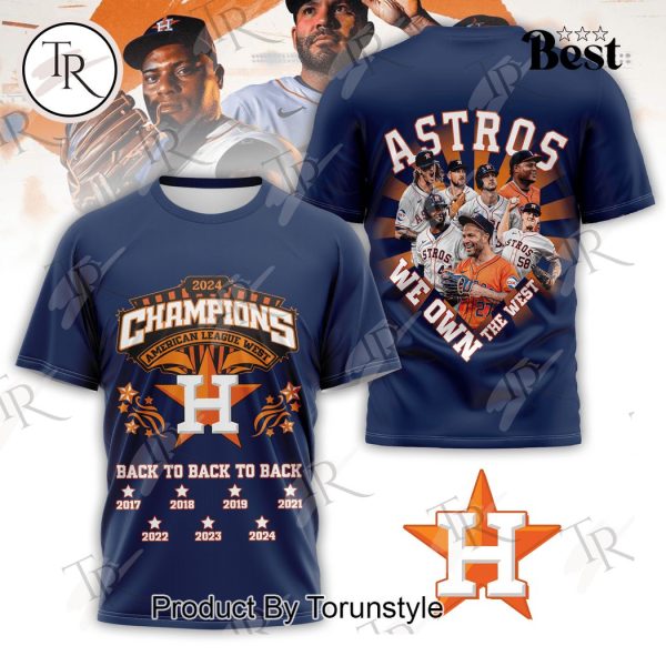 Houston Astros Back To Back To Back 2024 American League West Champions Hoodie