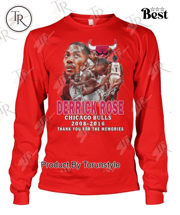 Derrick Rose Chicago Bulls 2008-2016 Thank You For The Memories T-Shirt