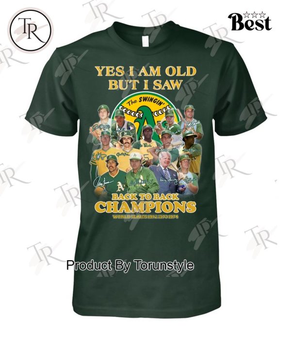 Oakland Athletics Back To Back Champions World Series 1972 1973 1974 T-Shirt