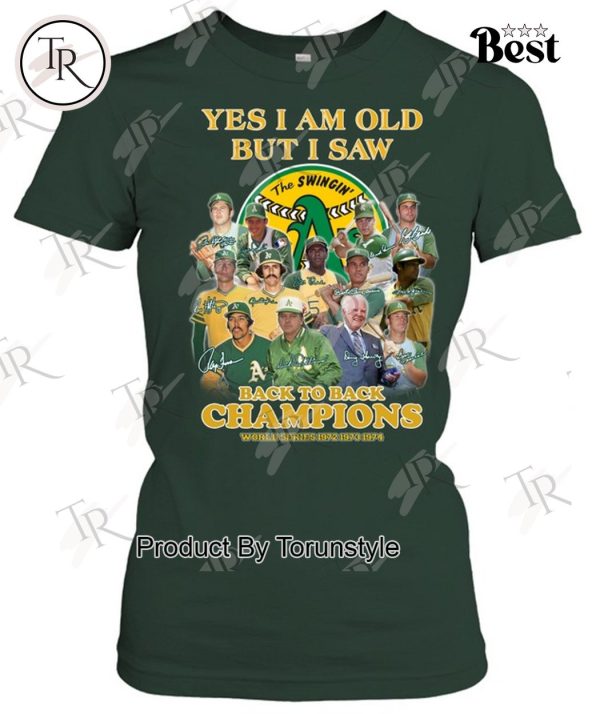 Oakland Athletics Back To Back Champions World Series 1972 1973 1974 T-Shirt