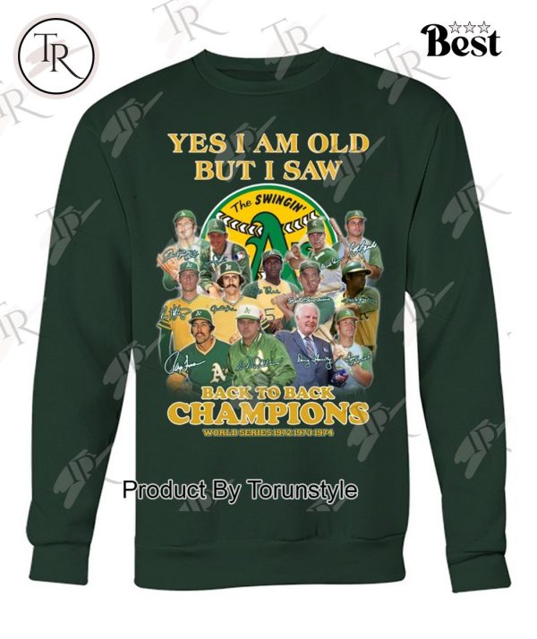 Oakland Athletics Back To Back Champions World Series 1972 1973 1974 T-Shirt