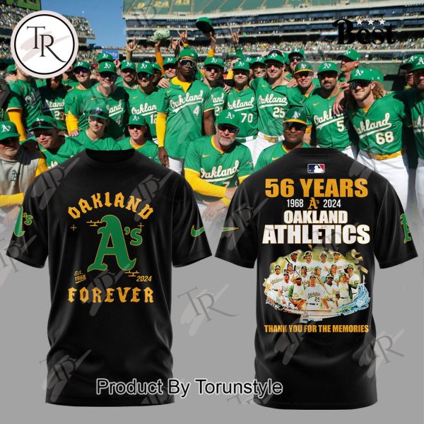 56 Years Of 1968-2024 Oakland Athletics Thank You For The Memories Hoodie – Black