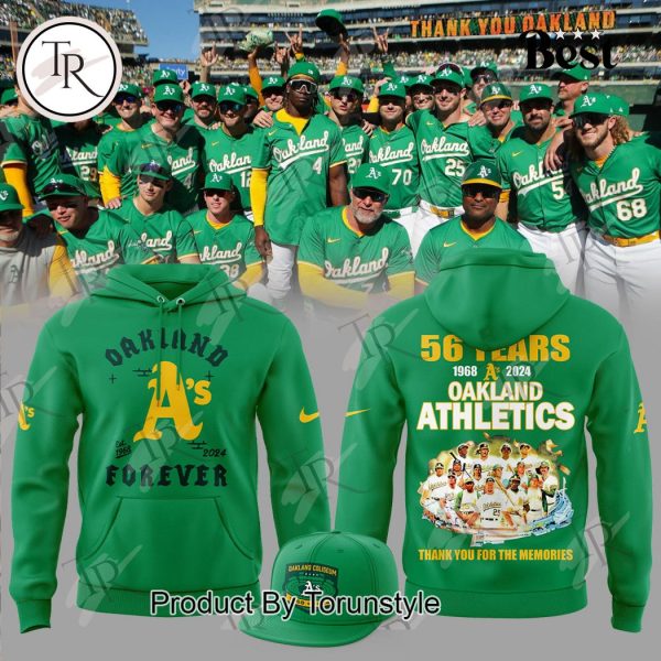 56 Years Of 1968-2024 Oakland Athletics Thank You For The Memories Hoodie – Green