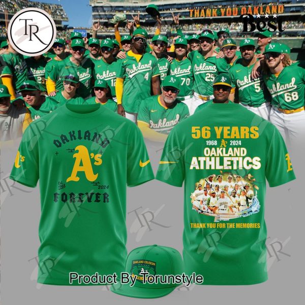 56 Years Of 1968-2024 Oakland Athletics Thank You For The Memories Hoodie – Green