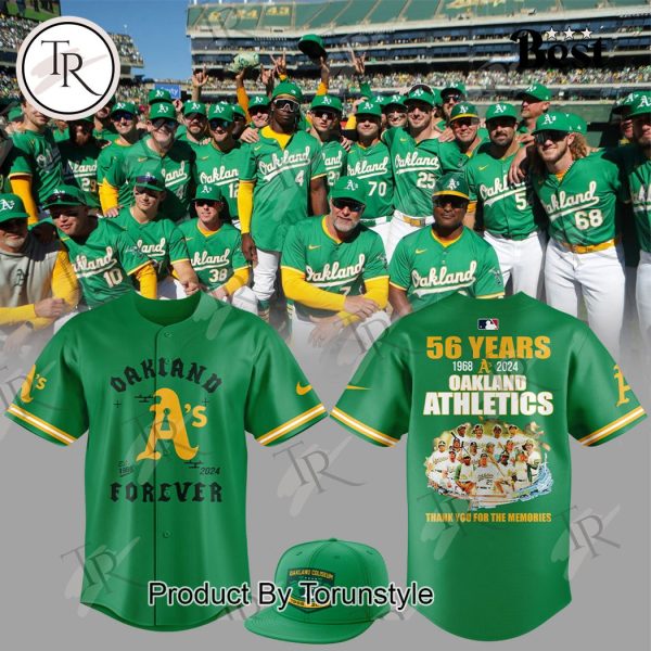 56 Years Of 1968-2024 Oakland Athletics Thank You For The Memories Hoodie – Green