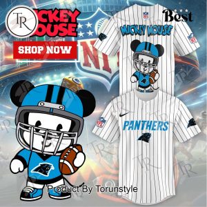 Special Mickey Mouse Design Carolina Panthers Baseball Jersey