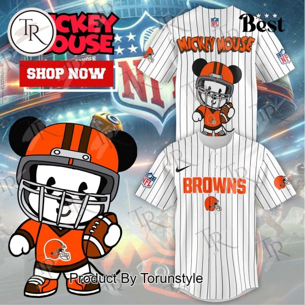 Special Mickey Mouse Design Cleveland Browns Baseball Jersey