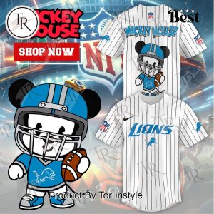 Special Mickey Mouse Design Detroit Lions Baseball Jersey