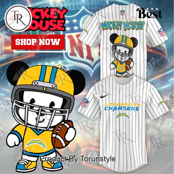 Special Mickey Mouse Design Los Angeles Chargers Baseball Jersey