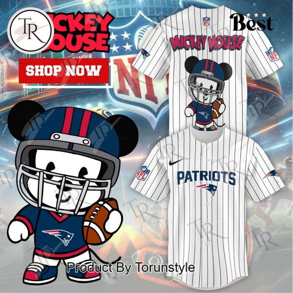 Special Mickey Mouse Design New England Patriots Baseball Jersey