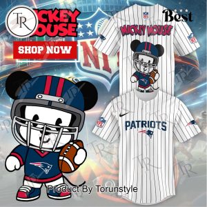 Special Mickey Mouse Design New England Patriots Baseball Jersey