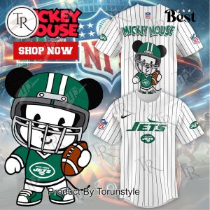 Special Mickey Mouse Design New York Jets Baseball Jersey