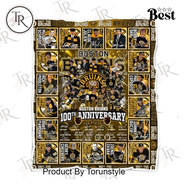 Boston Bruins 100th Anniversary 1924-2024 Fleece Blanket