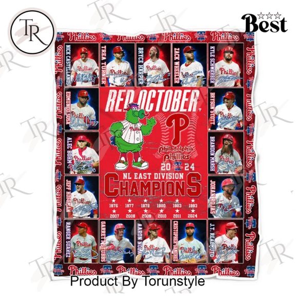 Red October Philadelphia Phillies 2024 NL East Division Champions Fleece Blanket