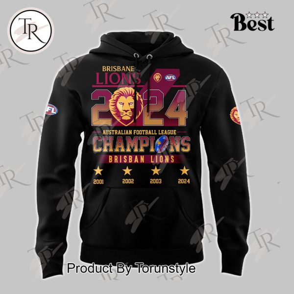 Brisbane Lions 2024 Autralian Football League Champions Hoodie – Black