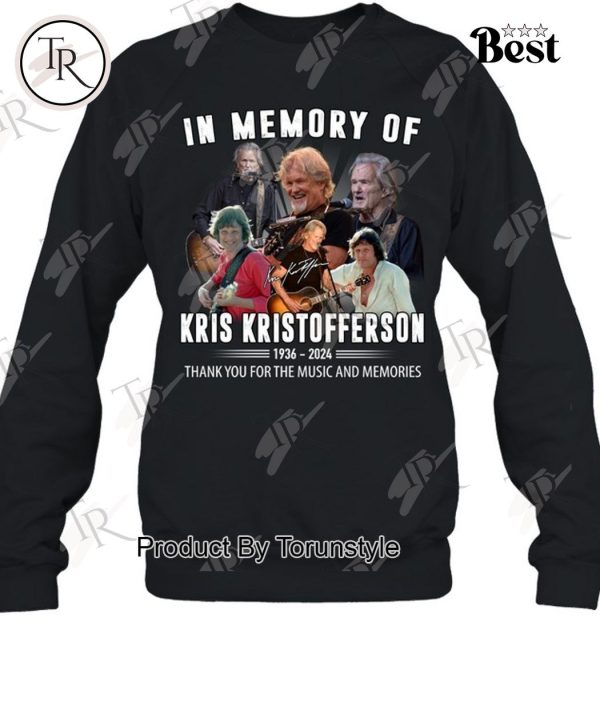 In Memory Of Kris Kristofferson 1936-2024 Thank You For The Music And Memories T-Shirt