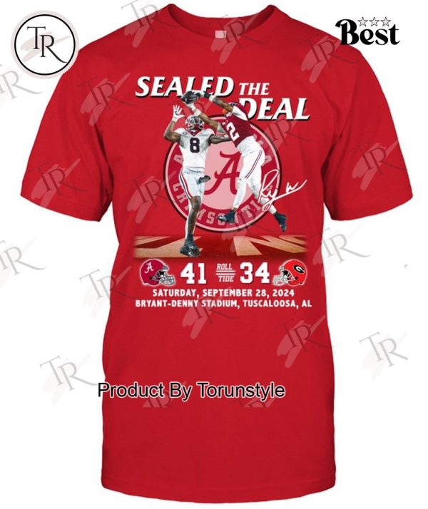 Saban Field 2024 The Deal 41-34 Bryant-Denny Stadium Alabama Crimson Tide T-Shirt