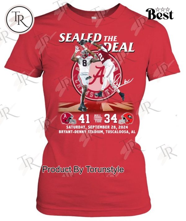 Saban Field 2024 The Deal 41-34 Bryant-Denny Stadium Alabama Crimson Tide T-Shirt