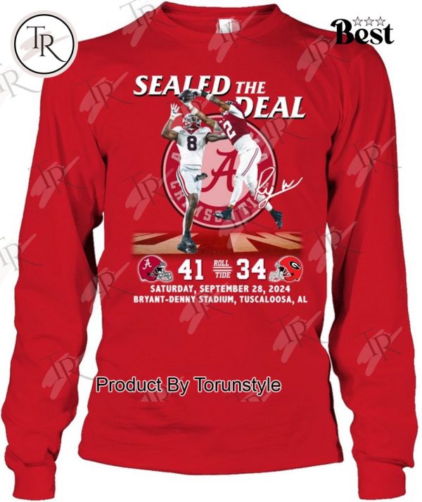 Saban Field 2024 The Deal 41-34 Bryant-Denny Stadium Alabama Crimson Tide T-Shirt