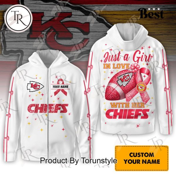 Just A Girl In Love With Her Kansas City Chiefs Pink Cancer Hoodie