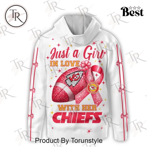 Just A Girl In Love With Her Kansas City Chiefs Pink Cancer Hoodie