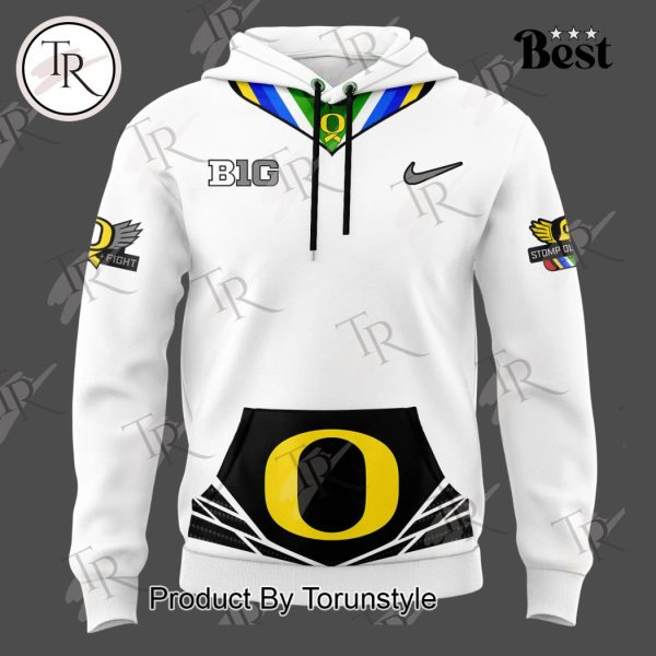 Oregon Ducks Stomp Out Cancer Heroes Hoodie – White