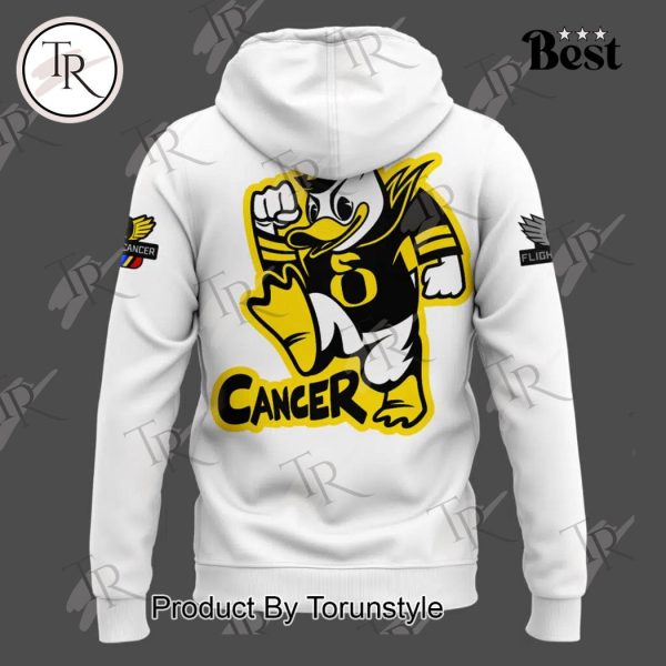 Oregon Ducks Stomp Out Cancer Heroes Hoodie – White