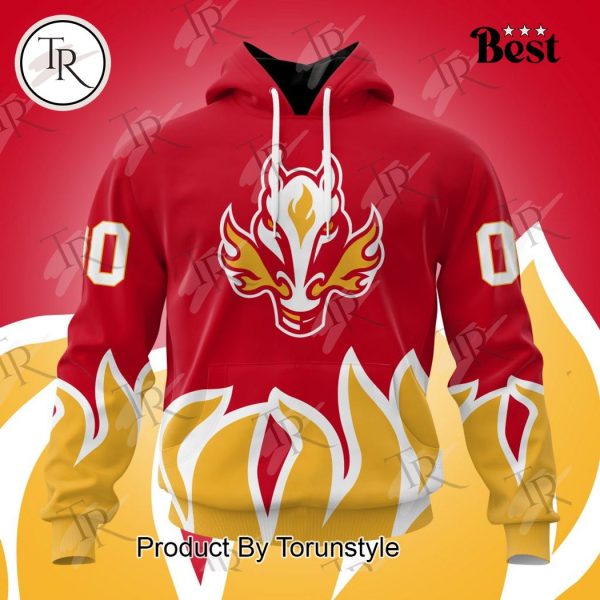 NHL Calgary Flames Special Colour Rush Design Hoodie