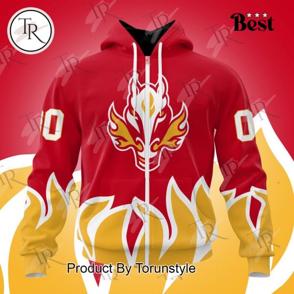 NHL Calgary Flames Special Colour Rush Design Hoodie