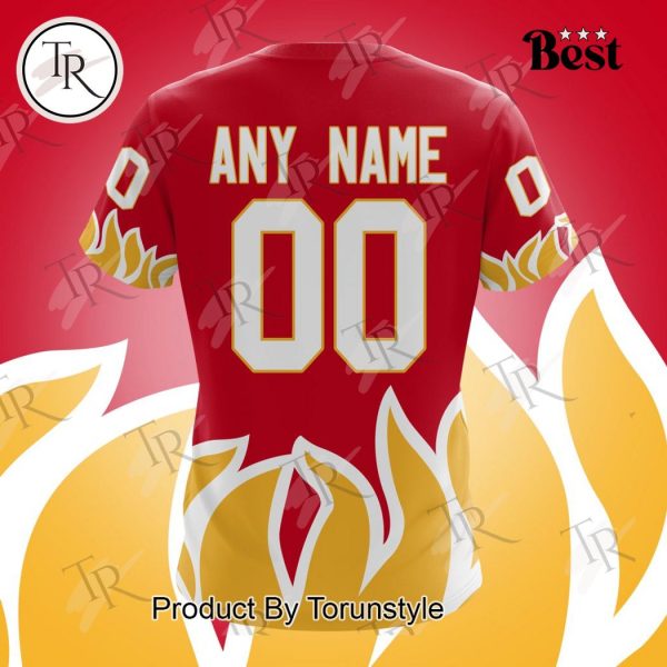 NHL Calgary Flames Special Colour Rush Design Hoodie